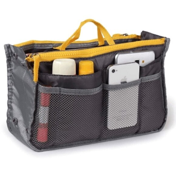 Handbag Organizer/ Purse Insert /Cosmetic Tote Bag/ Drawers/ Gray - NWT - Picture 2 of 6